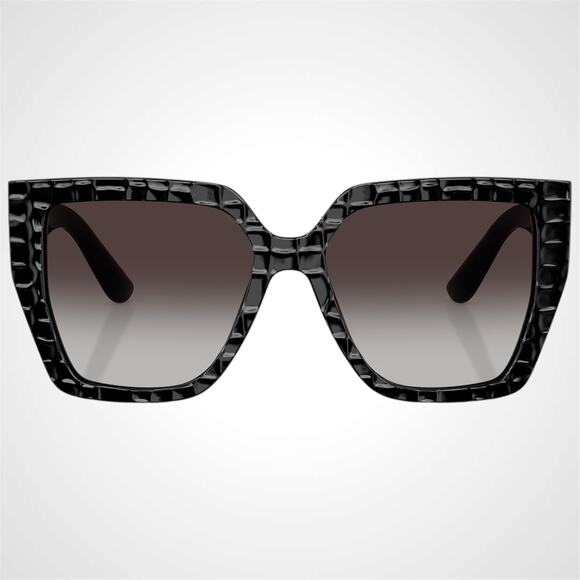 Dolce & Gabbana Sunglasses Black Embossed Cocco Square Acetate Gold DG - Picture 2 of 6